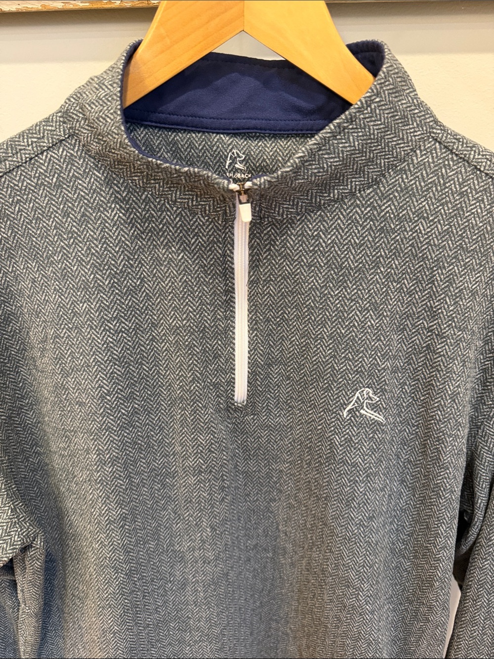 Rhoback Herringbone Jacquard Performance Q-Zip Size Large